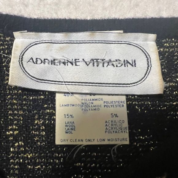VTG Adrienne Vittadini Gold Black Glitters Wool Blend Tunic Sweater Size LG/XL - Picture 6 of 10